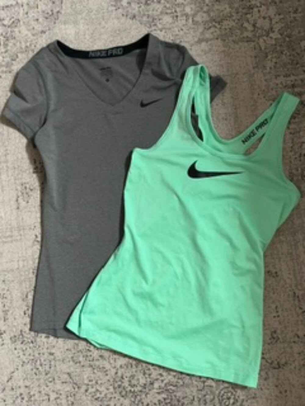 Nike Pro Dri-Fit Gray T-Shirt + Mint Green Tank Top Bundle Women's S